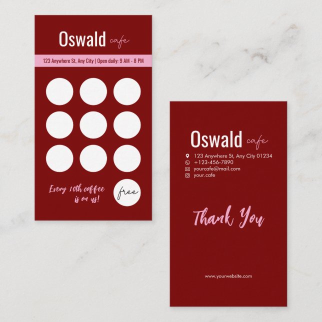 Coffee Shop Loyalty Reward Card Stamp Card (Front/Back)