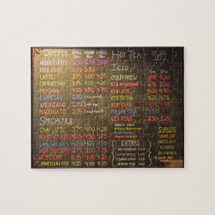 Coffee Shop Menu - 8x10 - 110 pcs Jigsaw Puzzle