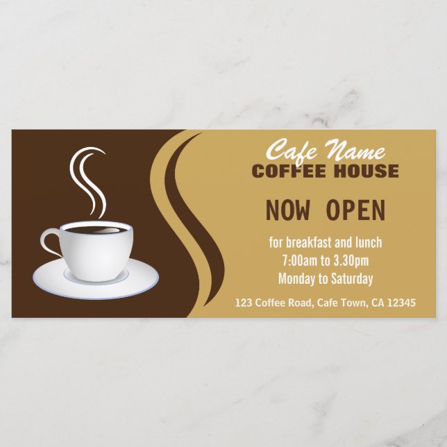Coffee Shop Menu Brown and Beige Cafe Rack Cards (Front)