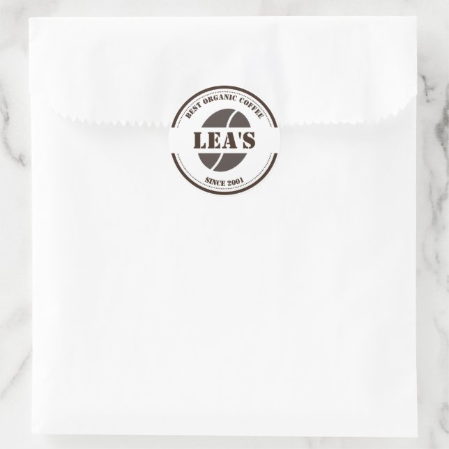 Coffee Shop Modern Coffee Bean Logo Classic Round Sticker (Bag)