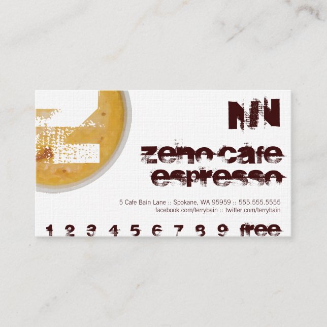 Coffee Shop Monogram Loyalty Punch Card (Front)