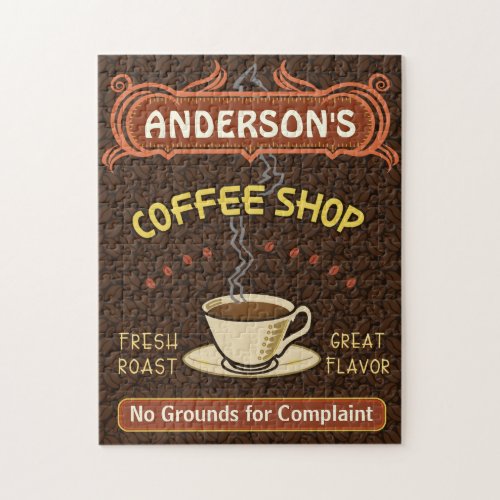 Coffee Shop Mug Create Your Own Personalized Brown Jigsaw Puzzle
