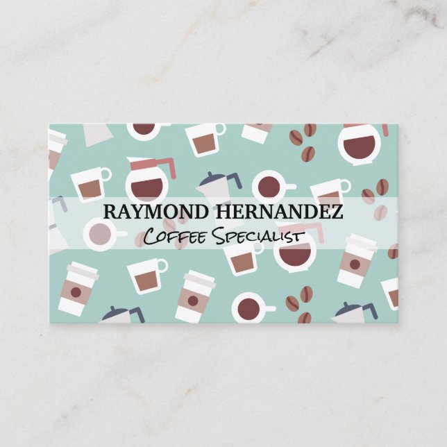 Coffee Shop Patterns Background Business Card (Front)