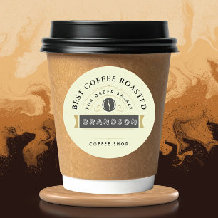 Coffee shop Personalized Branding Classic Round Sticker
