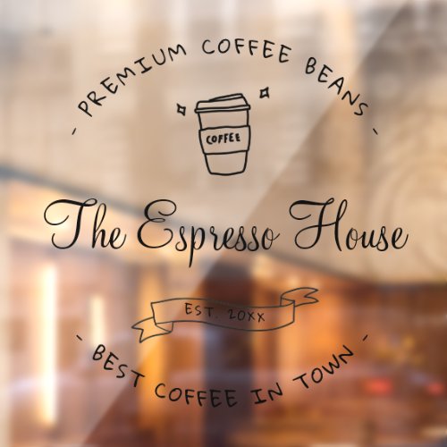 Coffee Shop Professional Cafe Logo Boho Business Window Cling