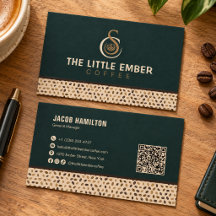 Coffee Shop QR Code Design in Deep Green & Beige