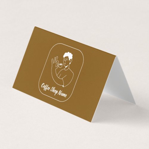 Coffee Shop QR Code Folded Business Card