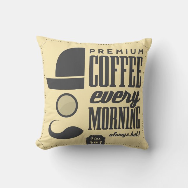 Coffee Shop Retro Label Designer Accent Pillows (Front)