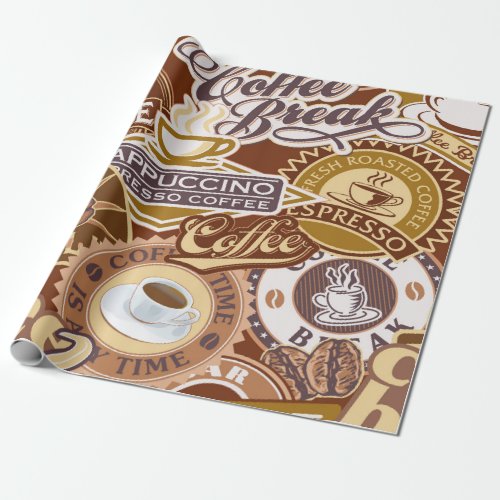 Coffee Shop Sign Vintage Wrapping Paper