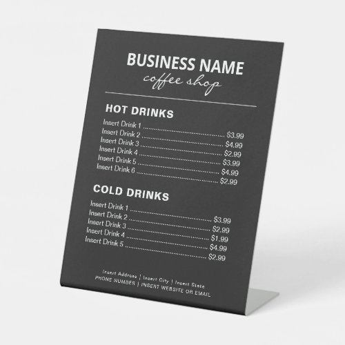 Coffee Shop Small Business Menu Price List Pedestal Sign