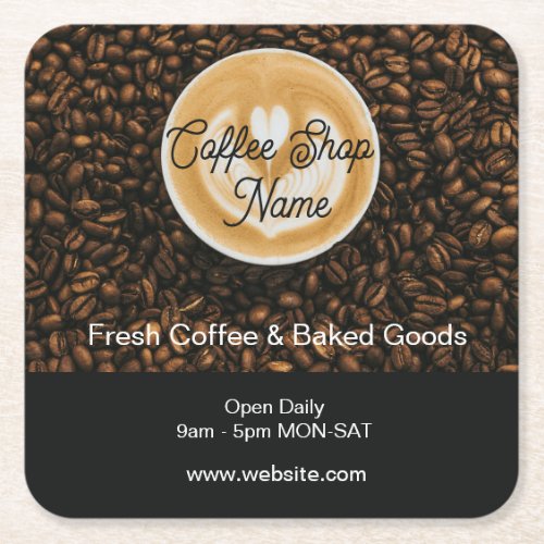 Coffee Shop Square Paper Coaster |Cafe Drink