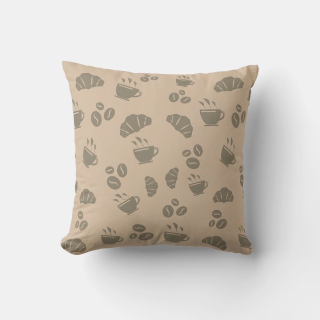 Coffee Shop Style Pattern Throw Pillow (Front)