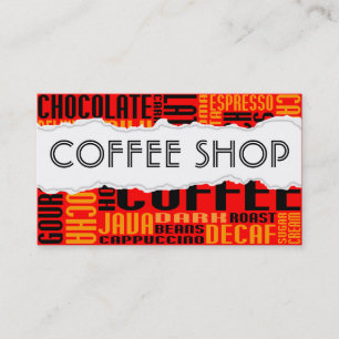 coffee shop torn paper business card