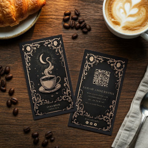 Coffee Shop   Vintage Celestial Cafe Branding Business Card
