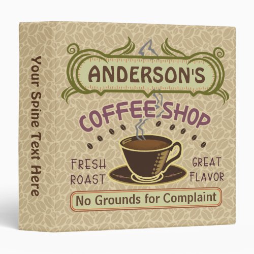 Coffee Shop with Cup Create Your Own Personalized 3 Ring Binder