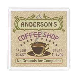 Coffee Shop with Cup Create Your Own Personalized Acrylic Tray