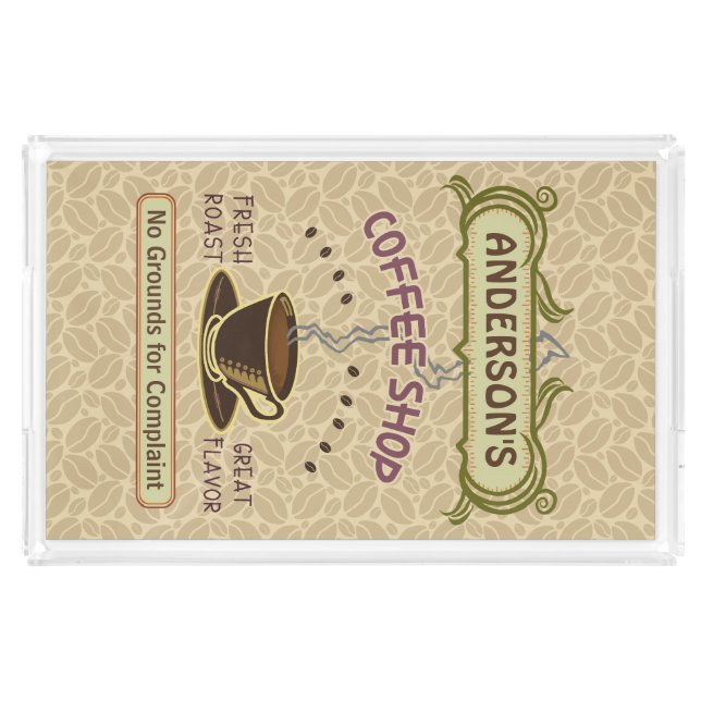 Coffee Shop with Cup Create Your Own Personalized Acrylic Tray (Front)