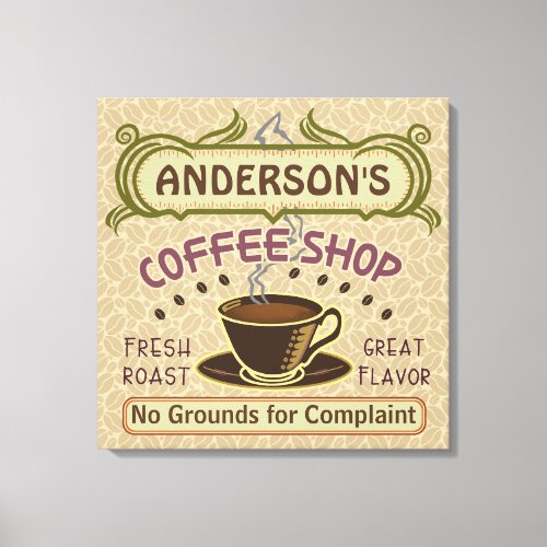 Coffee Shop with Cup Create Your Own Personalized Canvas Print