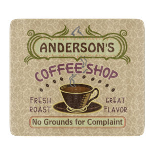 Coffee Shop with Cup Create Your Own Personalized Cutting Board