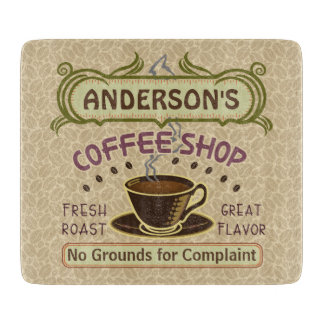 Coffee Shop with Cup Create Your Own Personalized Cutting Board