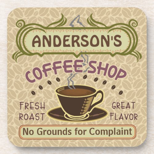 Coffee Shop with Cup Create Your Own Personalized Drink Coaster
