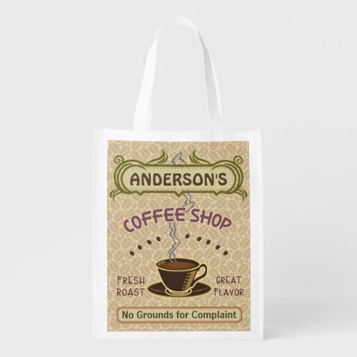 Coffee Shop with Cup Create Your Own Personalized Grocery Bag