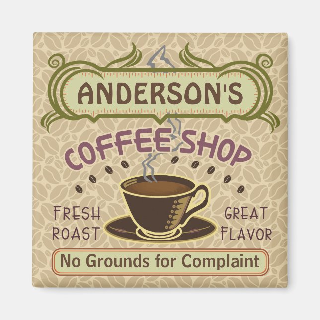 Coffee Shop with Cup Create Your Own Personalized Magnet (Front)