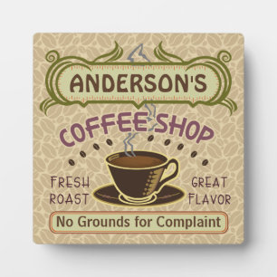 Coffee Shop with Cup Create Your Own Personalized Plaque