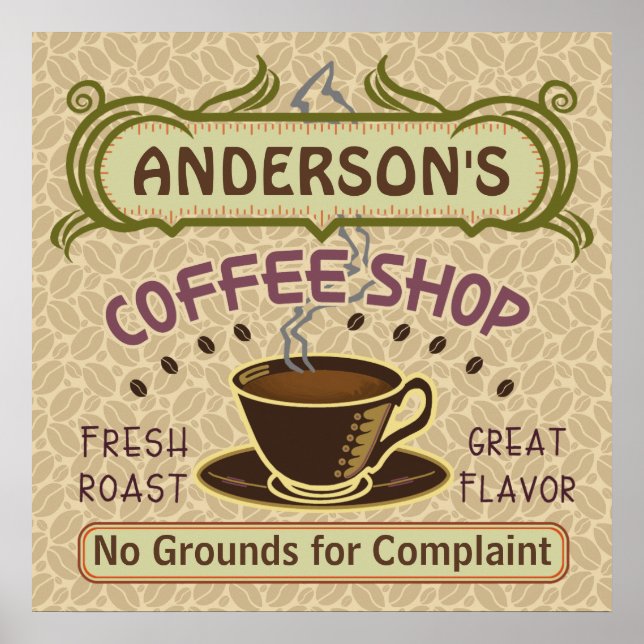 Coffee Shop with Cup Create Your Own Personalized Poster (Front)