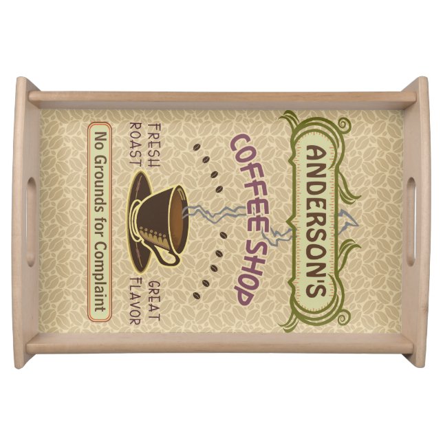 Coffee Shop with Cup Create Your Own Personalized Serving Tray (Front)