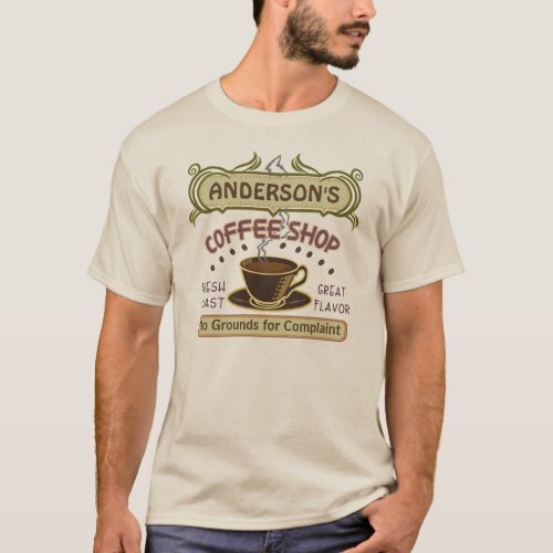 Coffee Shop with Cup Create Your Own Personalized T_Shirt