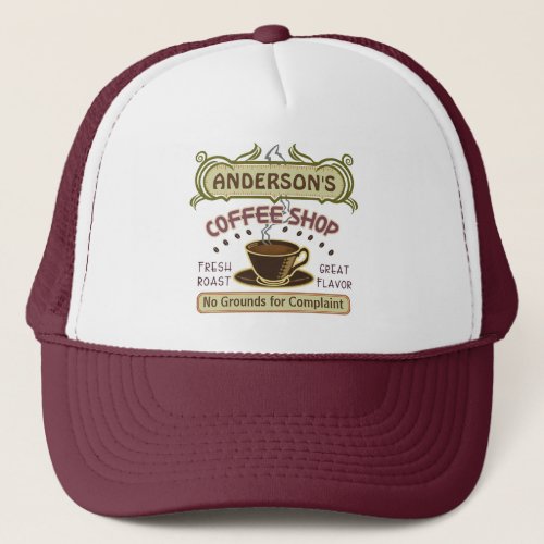 Coffee Shop with Cup Create Your Own Personalized Trucker Hat