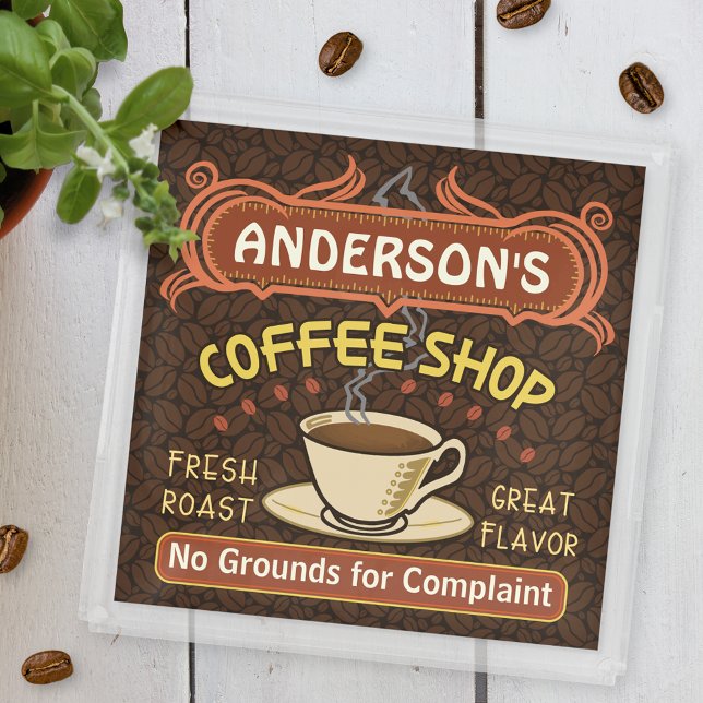 Coffee Shop with Mug Create Your Own Personalized Acrylic Tray (Creator Uploaded)