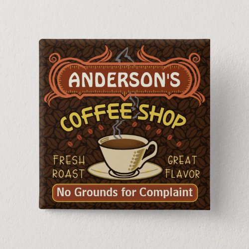 Coffee Shop with Mug Create Your Own Personalized Button