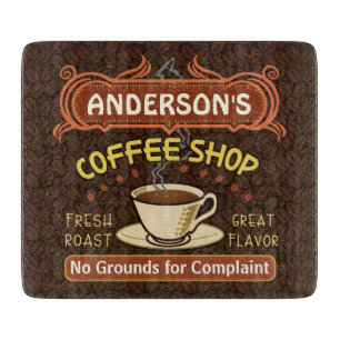 Coffee Shop with Mug Create Your Own Personalized Cutting Board