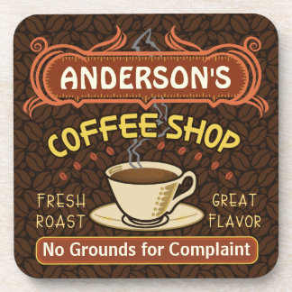 Coffee Shop with Mug Create Your Own Personalized Drink Coaster
