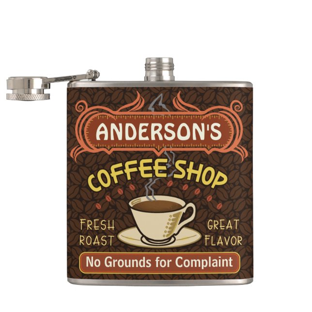 Coffee Shop with Mug Create Your Own Personalized Flask (Opened)