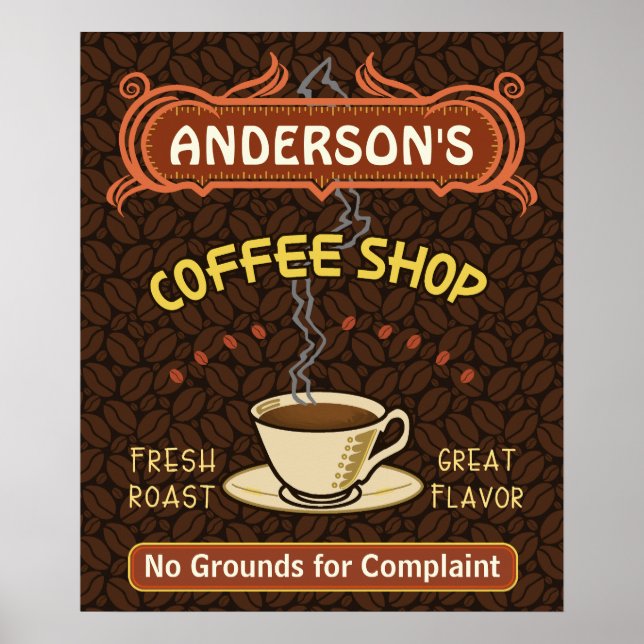 Coffee Shop with Mug Create Your Own Personalized Poster (Front)