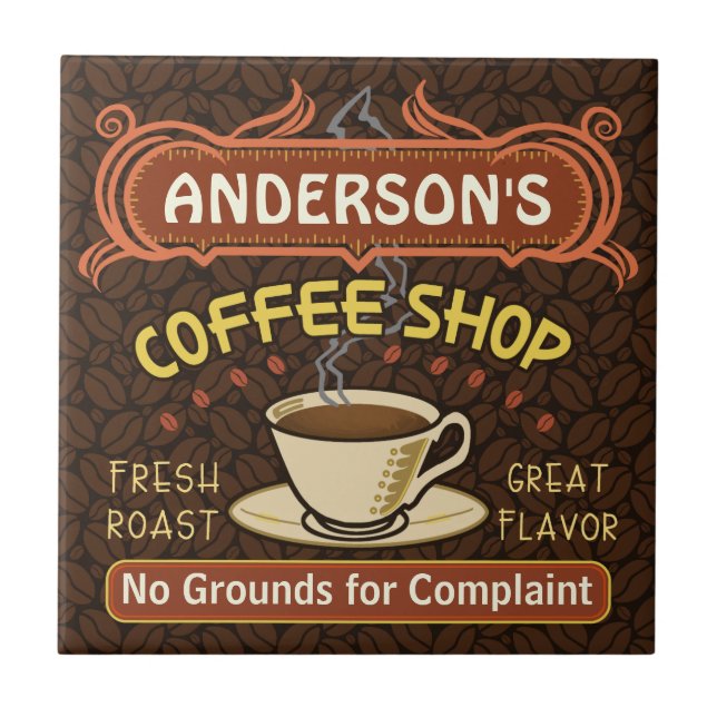 Coffee Shop with Mug Create Your Own Personalized Tile (Front)