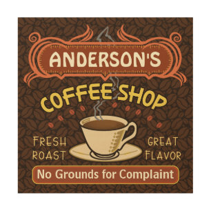 Coffee Shop with Mug Create Your Own Personalized Wood Wall Decor