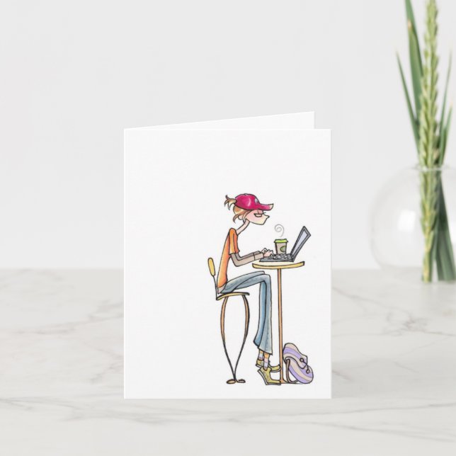 coffee shop woman notecard (Front)