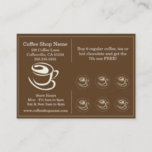 Customizable Coffee Shoppe Punch Cards Business Card