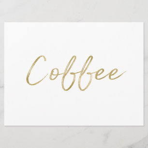 "Coffee" Sign Stylish Gold Hand Lettered Invitation