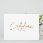 "Coffee" Sign | Stylish Gold Rose Hand Lettered (Standing Front)