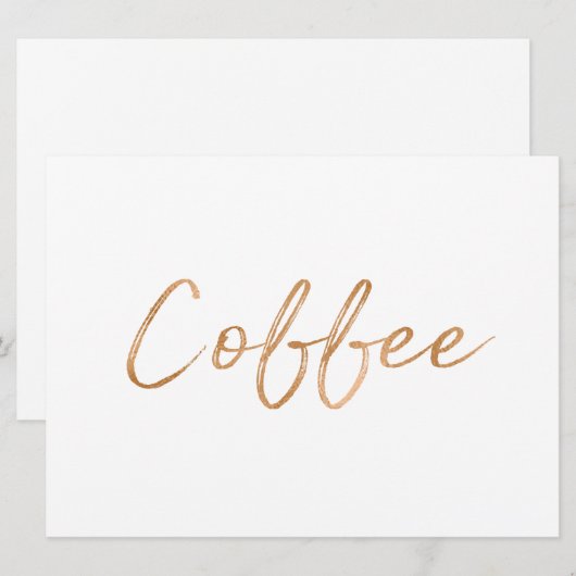 "Coffee" Sign | Stylish Gold Rose Hand Lettered (Front/Back)