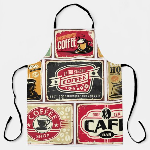 Coffee signs and labels collection Retro and vint Apron