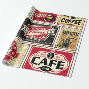 Coffee signs and labels collection. Retro and vint Wrapping Paper