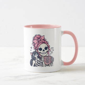 Coffee Skeleton Girl Cat  Mug