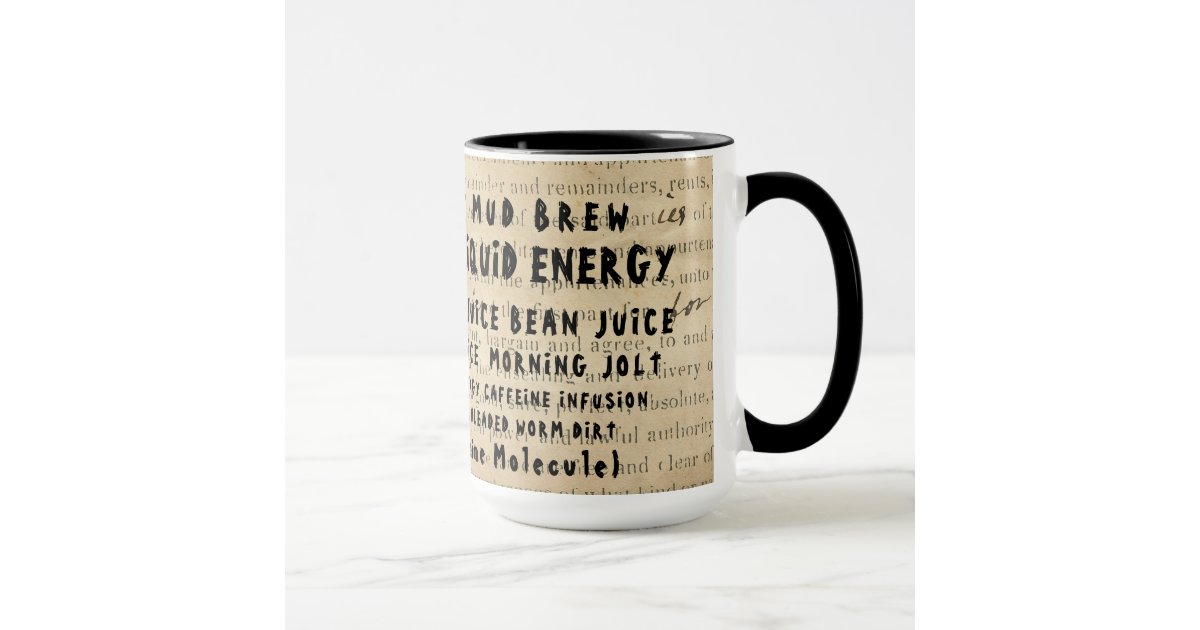 COFFEE SLANG NAMES FOR COFFEE ON EPHEMERA OLD DEED MUG | Zazzle