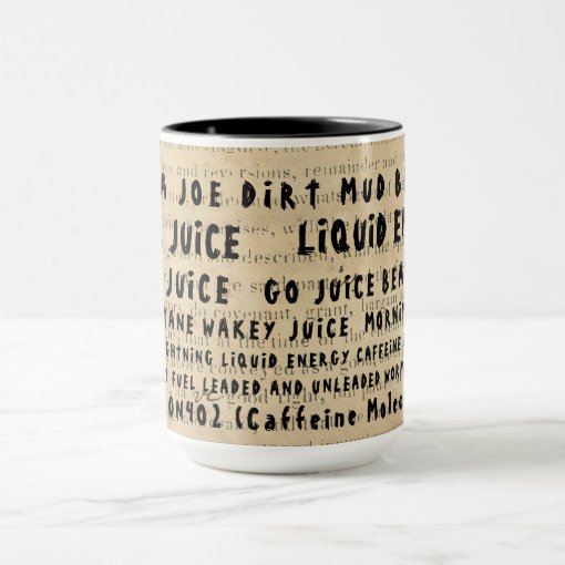 COFFEE SLANG NAMES FOR COFFEE ON EPHEMERA OLD DEED MUG | Zazzle